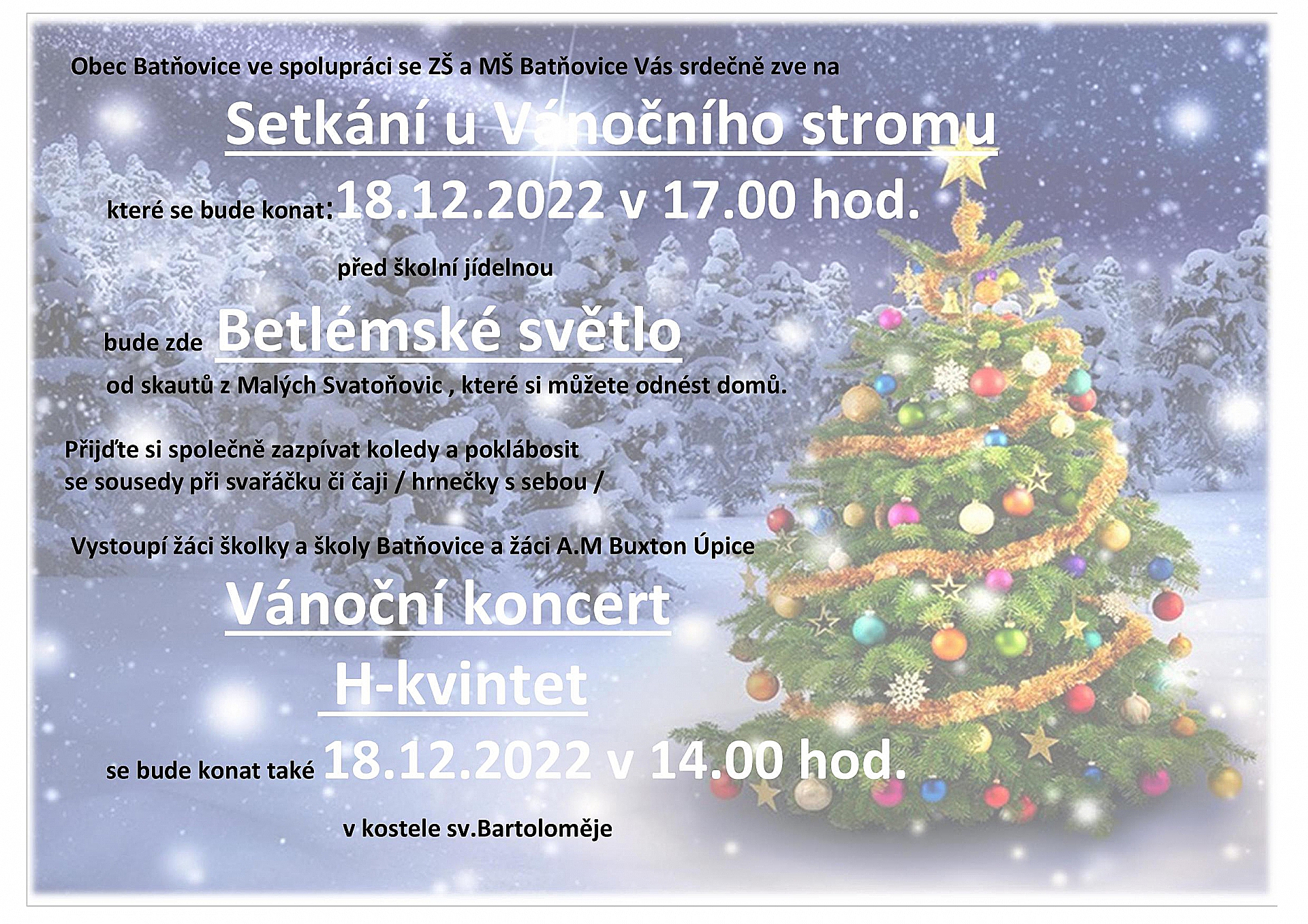 Setkání u Vánočního stromu v Batňovicích