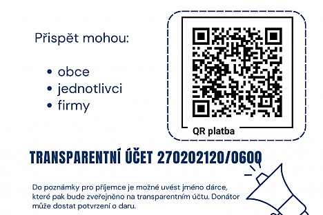 Sbírka pro obětí povodní - leták s QR kódem