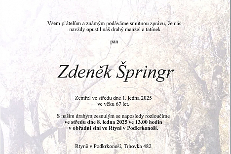 Zemřel Zdeněk Špringr