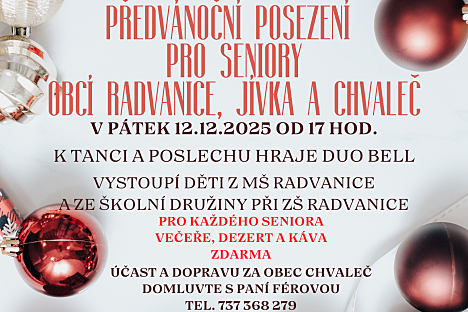 Předvánoční posezení seniorů z Radvanic, Jívky a Chvalče