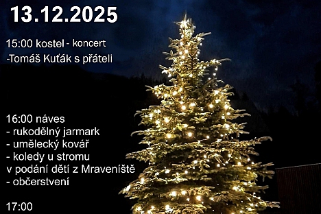 Rozsvícení vánočního stromu na návsi v Markoušovicích