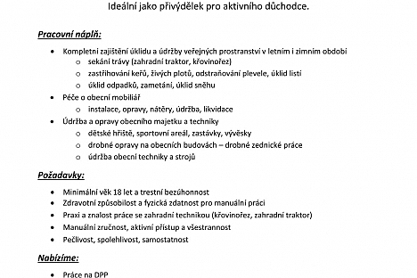 Maršov u Úpice hledá technického pracovníka